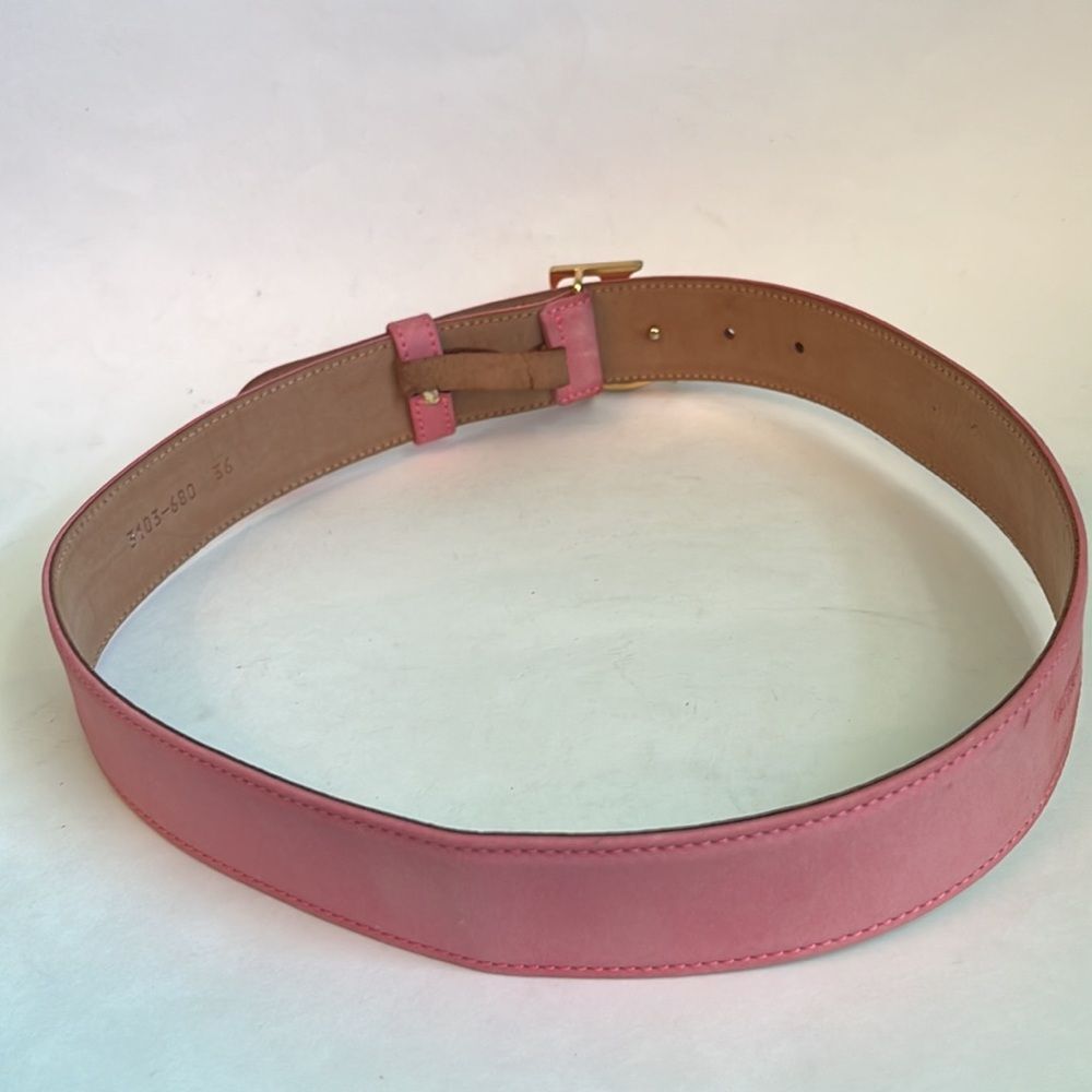 Escada Sport Pink Suede & Leather Monogram Belt – Size 36 - Flawed Gem - Picture 3 of 7